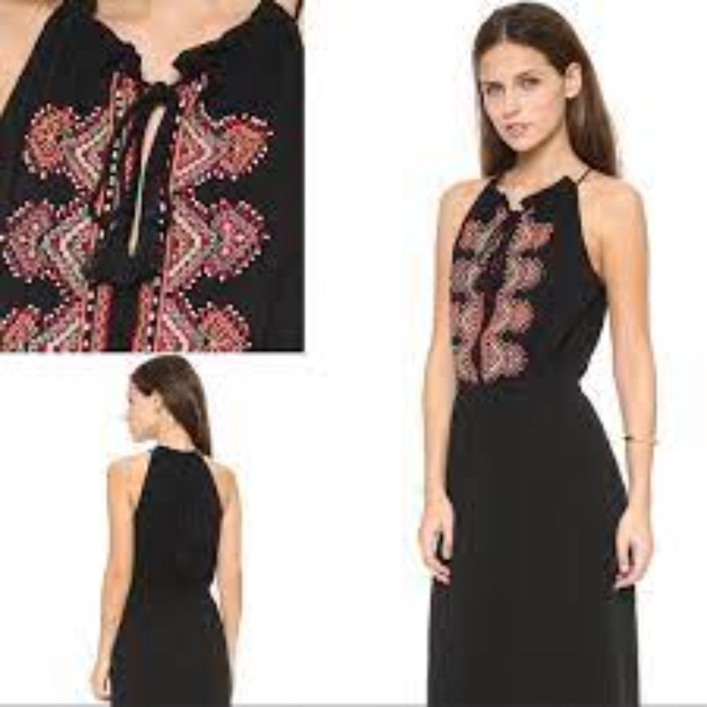 Madewell black multicolor embroidered cotton boho hippie maxi dress cover up  6